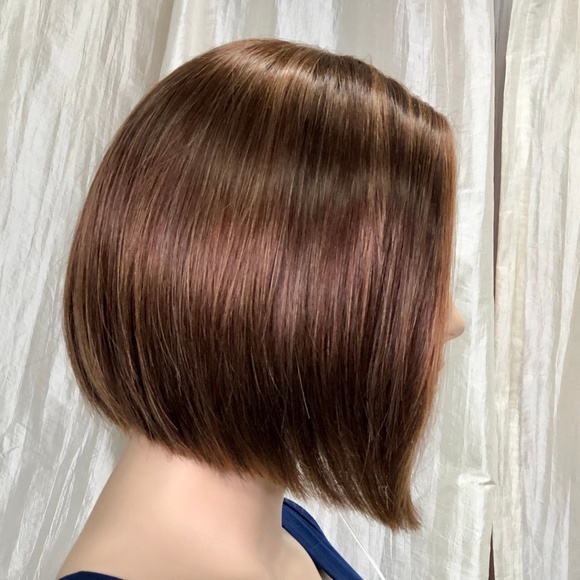 NWT Rene of Paris Kai Marble Brown LR Straight Bob Lace Front Short Wig - Picture 5 of 8